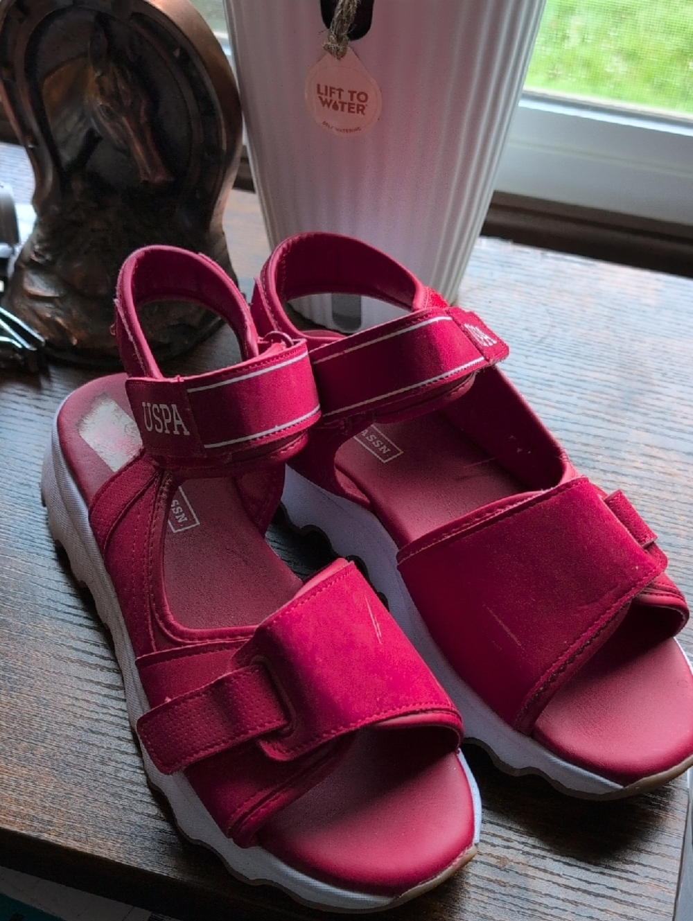 US POLO Women’s Red Velcro Platform Sandals